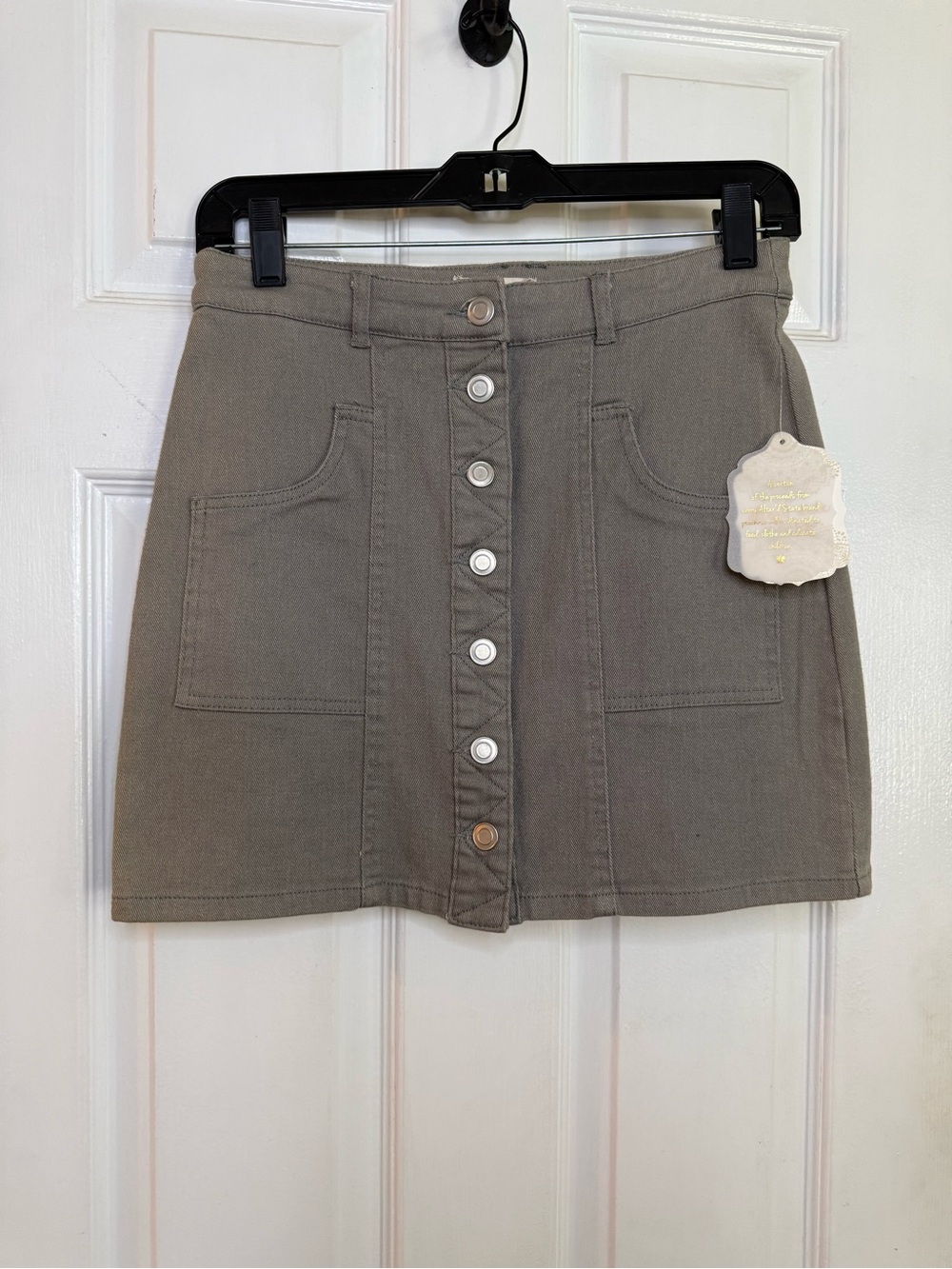 Altar'd State Gray Button-Front Mini Skirt